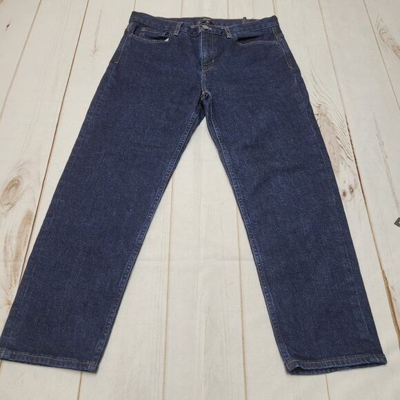 Theory Treeca dark indigo denim jeans slim straight tapered crop - Picture 1 of 9